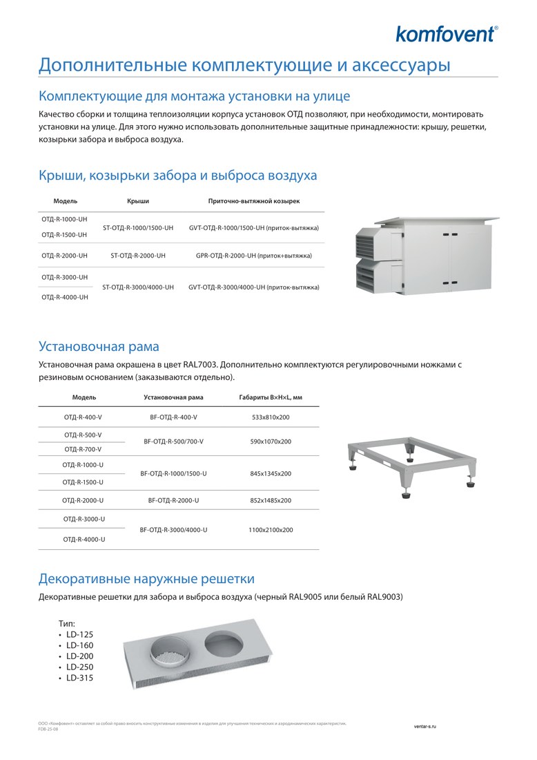 Рама монтажная Komfovent BF-ОТД-R-2000-U